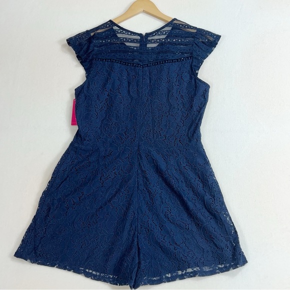 Xhilaration Lace short sleeve Romper navy blue size Large - Picture 8 of 15